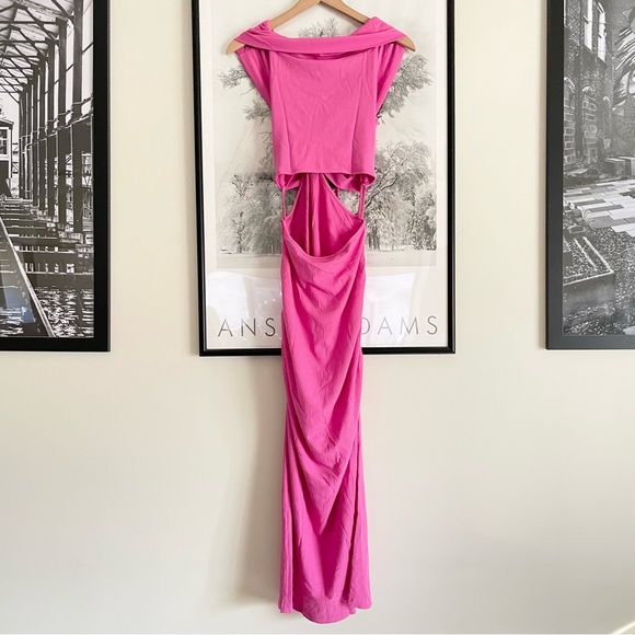 Jonathan Simkhai STANDARD Dress NWT Akane Shaping Rib Off Shoulder Cutout Halter - Picture 4 of 15